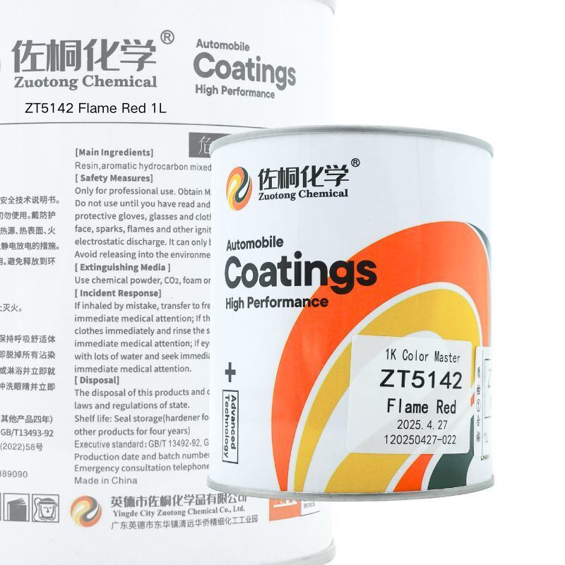 Zuotong Car Refinishing Base Coat Durable Bright Red 1L Flame Red Auto Body Paint