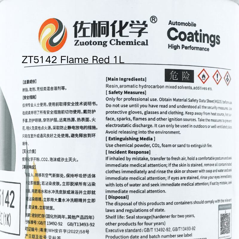 Car Base Coat Bright Strong Color 1L Professional Flame Red Auto Repair Paint