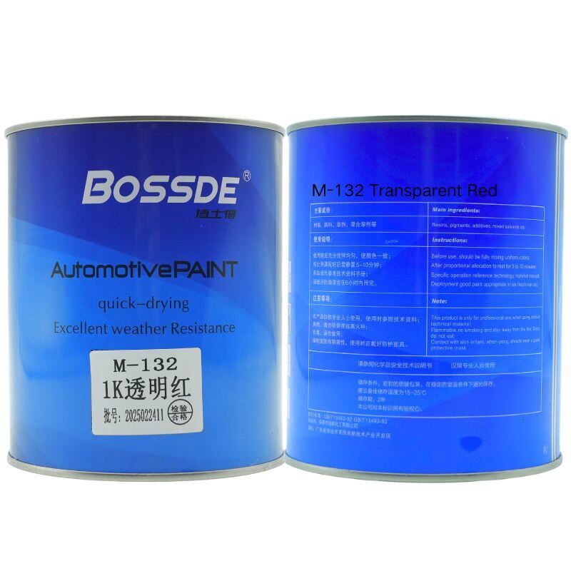 Bossde Transparent Red Base Coat Reliable Color Mixing Power 1L Automotive Refinishing Paint