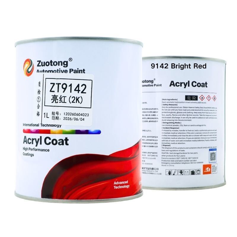 Zuotong ZT9142 Bright Red 2K Solid Color Car Paint Acrylic Polyurethane Direct Gloss Automotive Refinish Coating