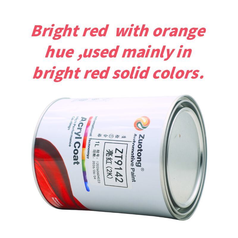 Zuotong ZT9142 Bright Red 2K Solid Color Car Paint Acrylic Polyurethane Direct Gloss Automotive Refinish Coating