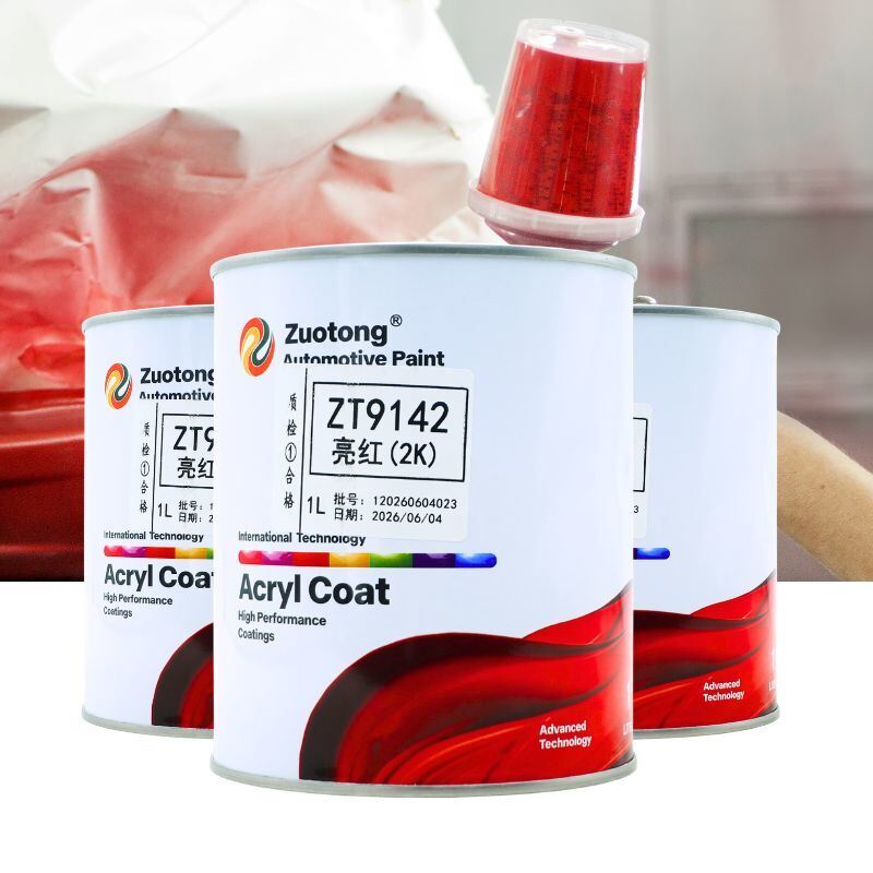 Zuotong ZT9142 Bright Red 2K Solid Color Car Paint Acrylic Polyurethane Direct Gloss Automotive Refinish Coating