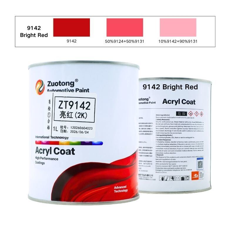 Zuotong ZT9142 Bright Red 2K Car Paint Direct Gloss Acrylic Polyurethane Auto Body Refinish Topcoat