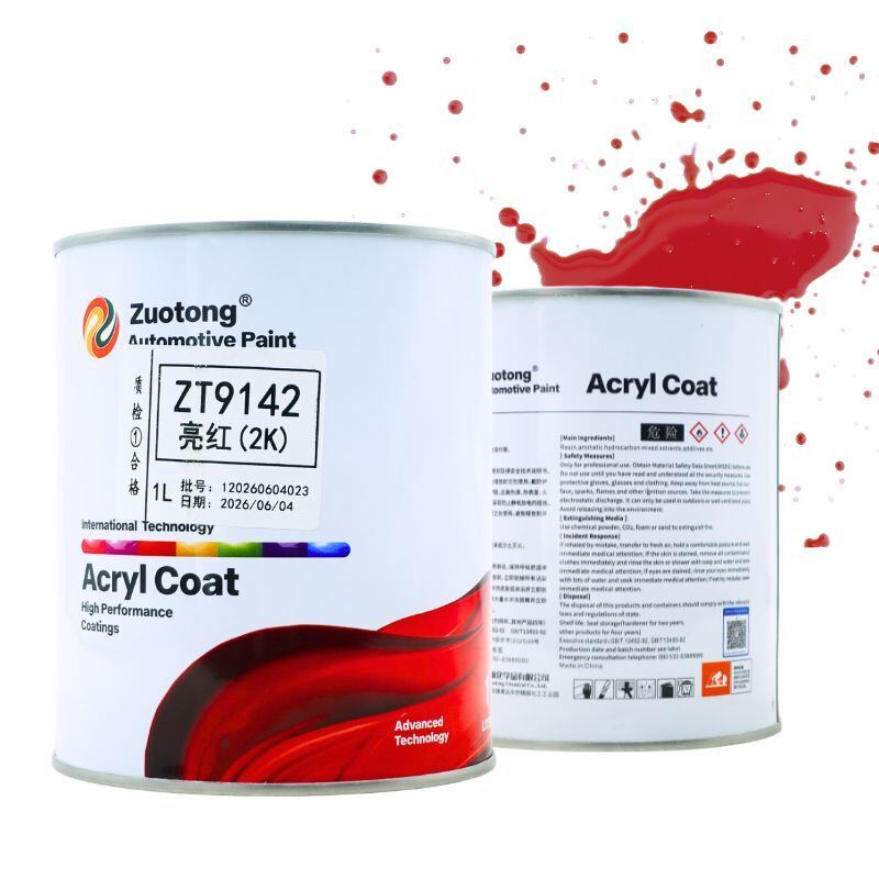 Zuotong ZT9142 Bright Red 2K Solid Color Car Paint Acrylic Polyurethane Direct Gloss Automotive Refinish Coating