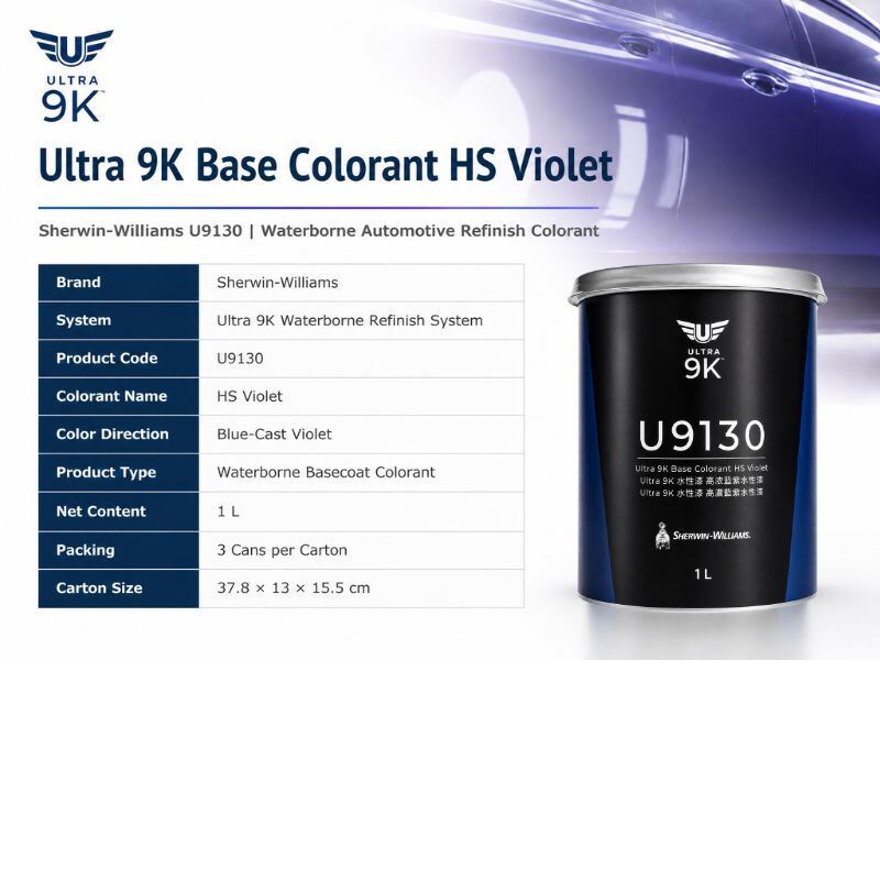 Sherwin-Williams Ultra 9K U9130 HS Violet Waterborne Automotive Basecoat Colorant untuk Koreksi Biru-Violet