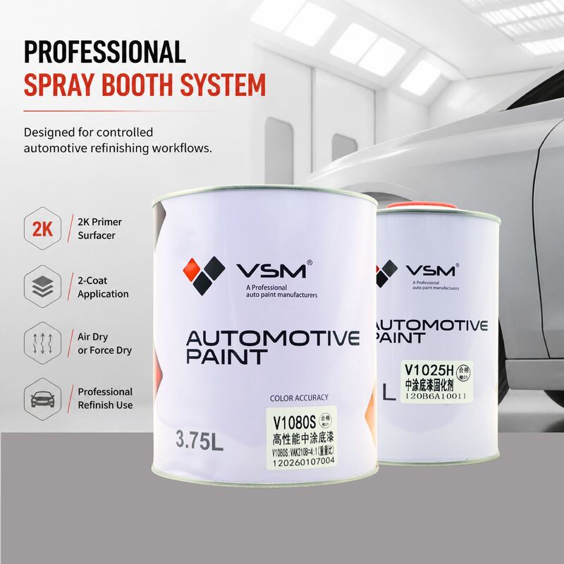 VSM V1080S 2K High Build Automotive Primer Surfacer Gray 4:1 Mix Ratio for Auto Body Repair Refinish