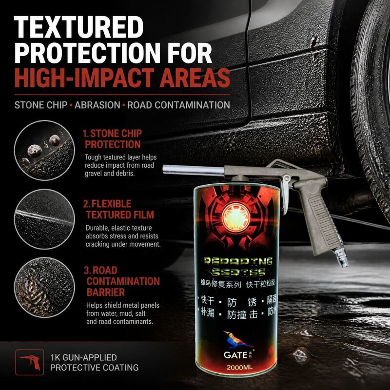 2L 1K Black Rubberized Stone Chip Coating for Automotive Underbody Wheel Arch and Rocker Panel Protection