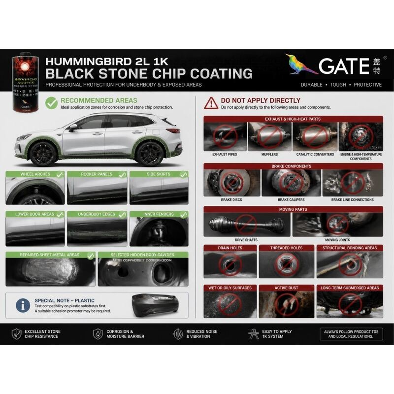 2L 1K Black Rubberized Stone Chip Coating for Automotive Underbody Wheel Arch and Rocker Panel Protection