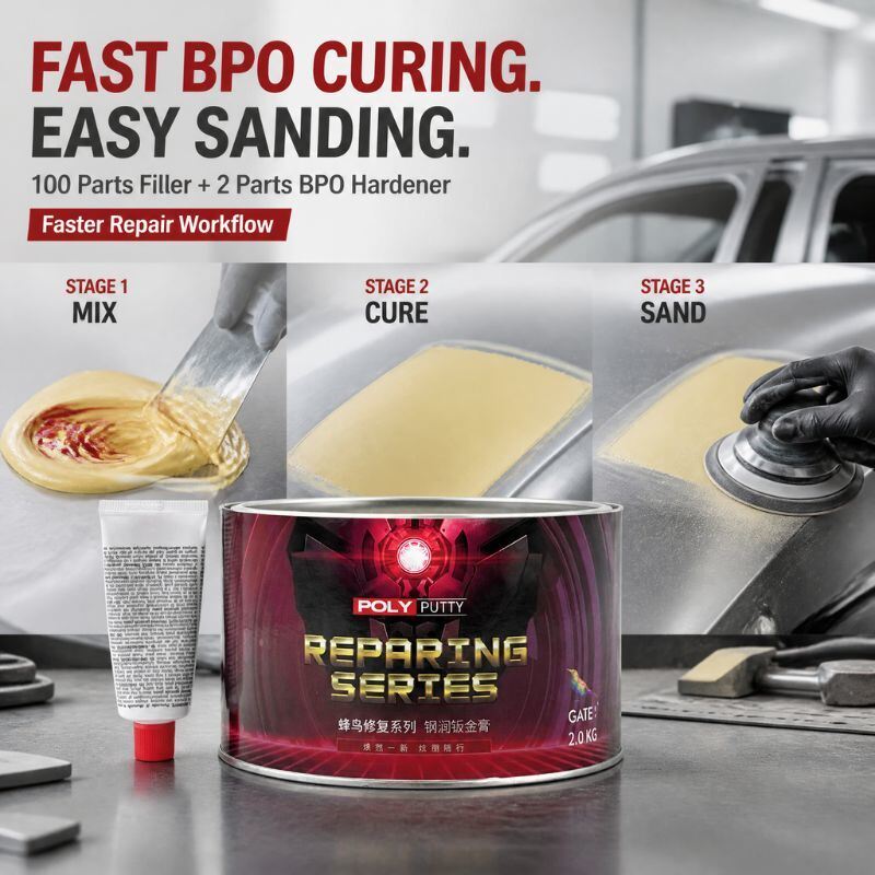 Fast Curing BPO Polyester Body Filler For Automotive Panel And Aluminum Alloy Surface Repair Easy Sanding 1.7kg 3.7kg
