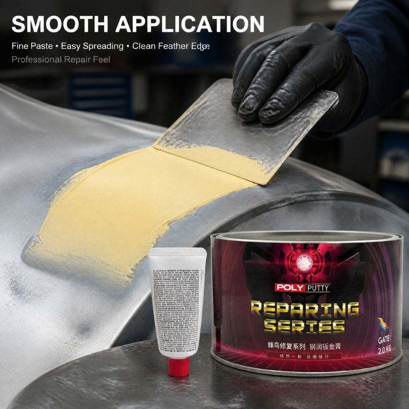 Fast Curing BPO Polyester Body Filler For Automotive Panel And Aluminum Alloy Surface Repair Easy Sanding 1.7kg 3.7kg