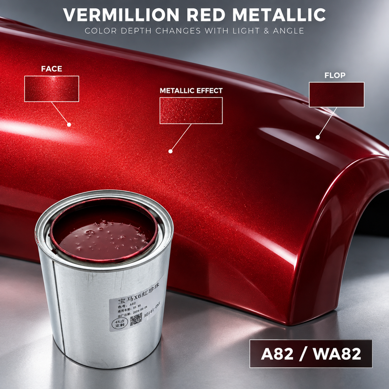 BMW X6 A82 Vermilion Red Metallic Pre-Mixed Automotive Refinish Paint for Body Shop Panel Repair 1L