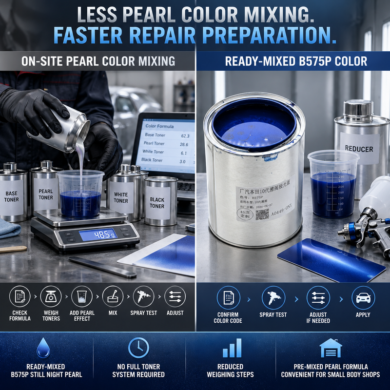 Honda Accord B575P Still Night Pearl Pre-Mixed Automotive Refinish Paint for Panel and Collision Repair 1L
