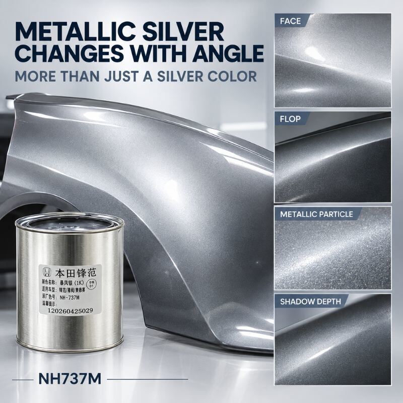 Pre Mixed by Vehicle Color Code Silver Metallic Finish 1K Basecoat For Honda City Type Automotive Refinishing