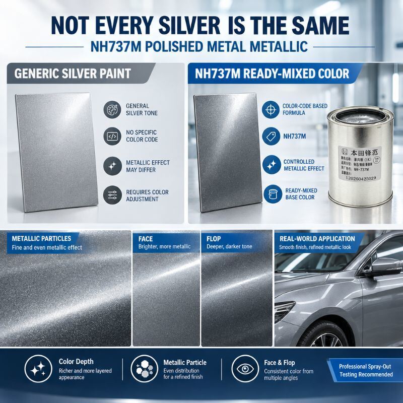 Pre Mixed by Vehicle Color Code Silver Metallic Finish 1K Basecoat For Honda City Type Automotive Refinishing
