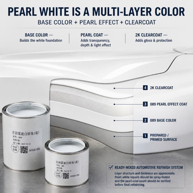 Toyota 089 Platinum White Pearl Two-Stage Automotive Refinish Paint 1K Ready Mixed Basecoat Pearl Effect Coat