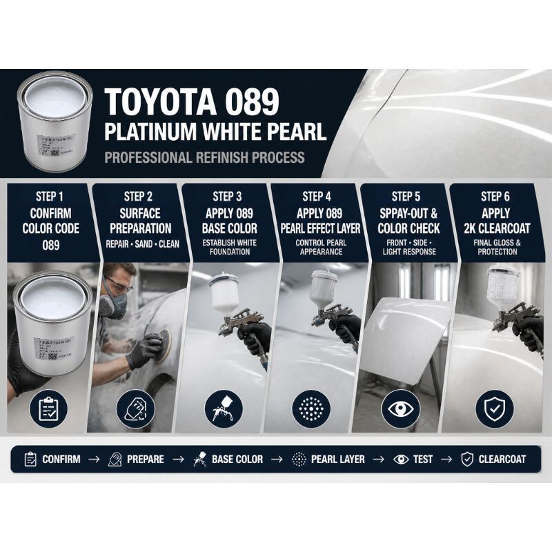 Toyota 089 Platinum White Pearl Two-Stage Automotive Refinish Paint 1K Ready Mixed Basecoat Pearl Effect Coat