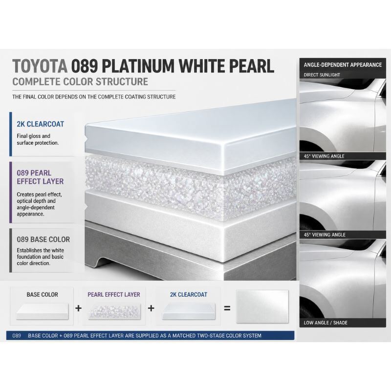Toyota 089 Platinum White Pearl Two-Stage Automotive Refinish Paint 1K Ready Mixed Basecoat Pearl Effect Coat