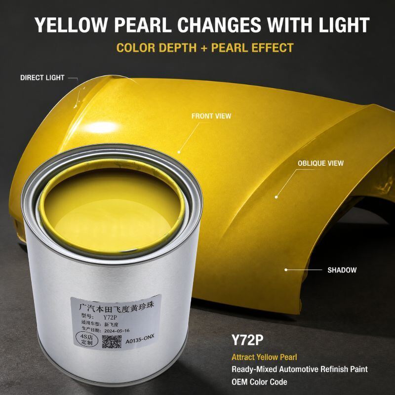 Y72P Yellow Pearl Automotive Paint for Honda Fit / Jazz Repair Panel Refinish and Used-Car Refurbishment