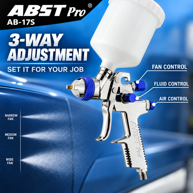 ABST Pro AB-17S 600ml Gravity Feed Air Spray Gun for Automotive Refinishing and General Painting