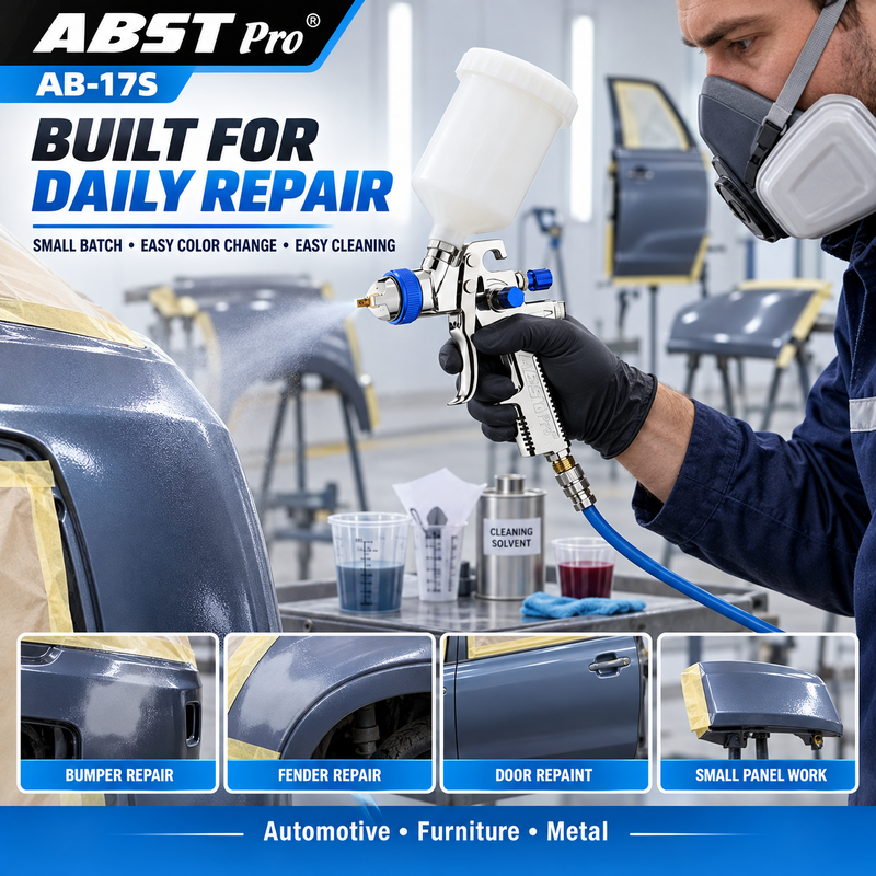 ABST Pro AB-17S 600ml Gravity Feed Air Spray Gun for Automotive Refinishing and General Painting