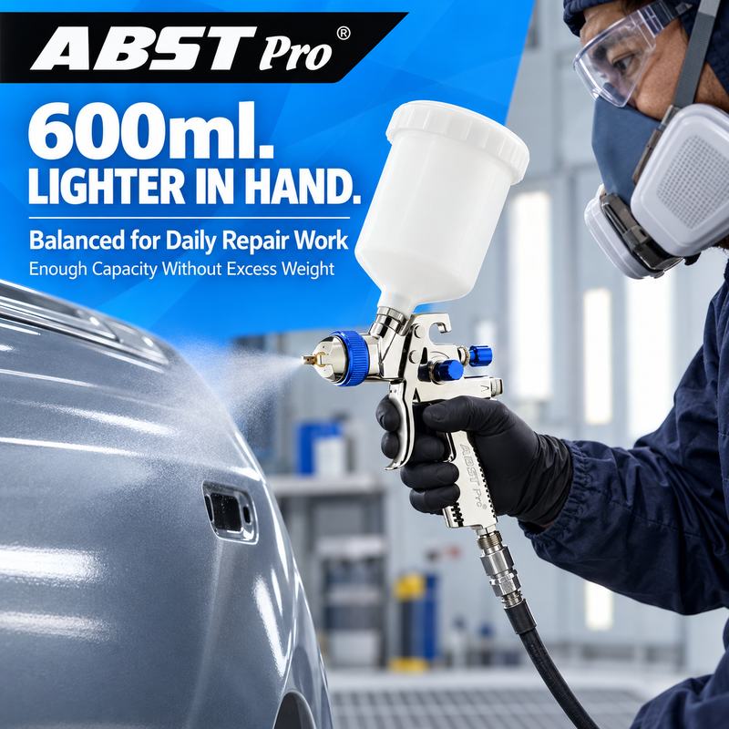 ABST Pro AB-17S 600ml Gravity Feed Air Spray Gun for Automotive Refinishing and General Painting