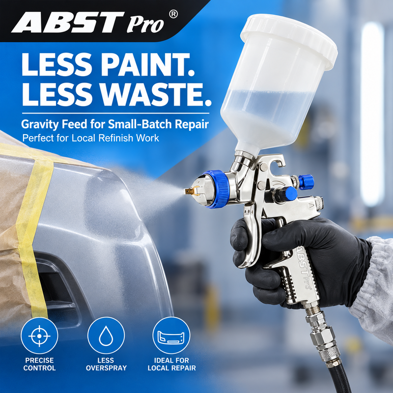 ABST Pro AB-17S 600ml Gravity Feed Air Spray Gun for Automotive Refinishing and General Painting