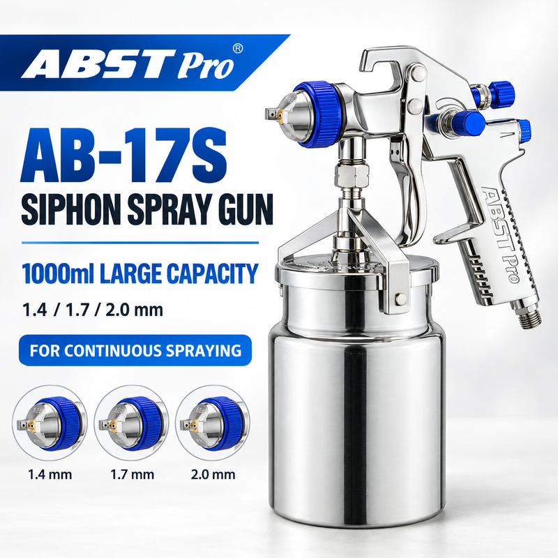 ABST Pro AB-17S Siphon Feed Air Spray Gun 1000ml for Automotive and Industrial Painting