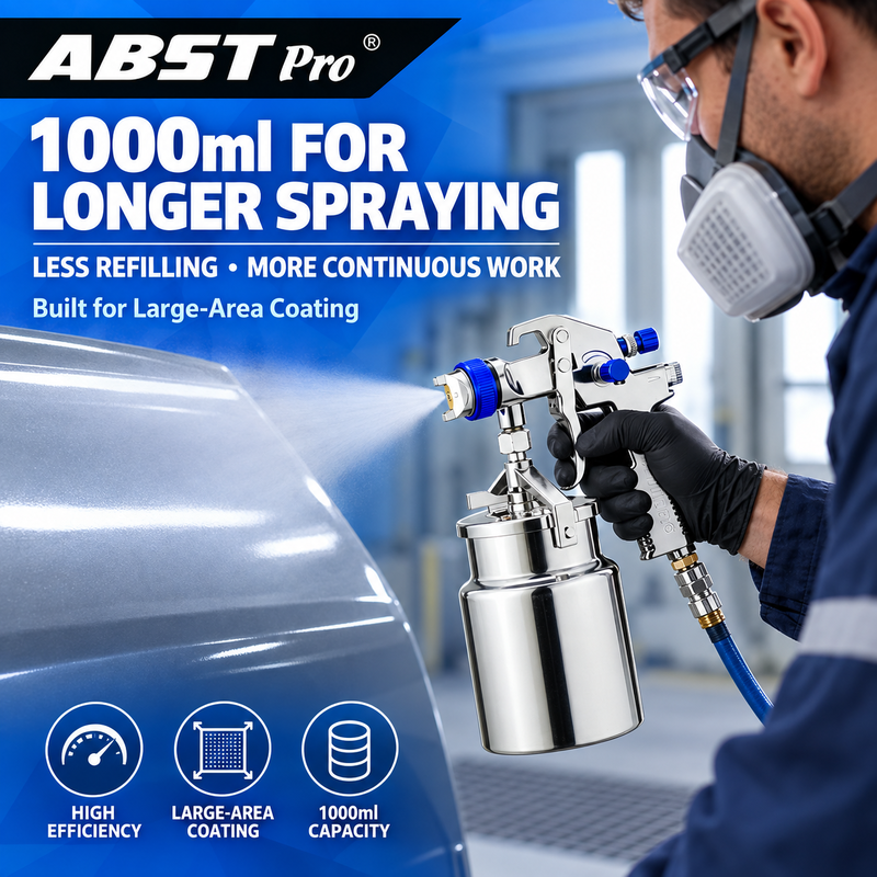 ABST Pro AB-17S 1000ml Siphon Feed Pneumatic Spray Gun for Automotive Furniture and Industrial Painting