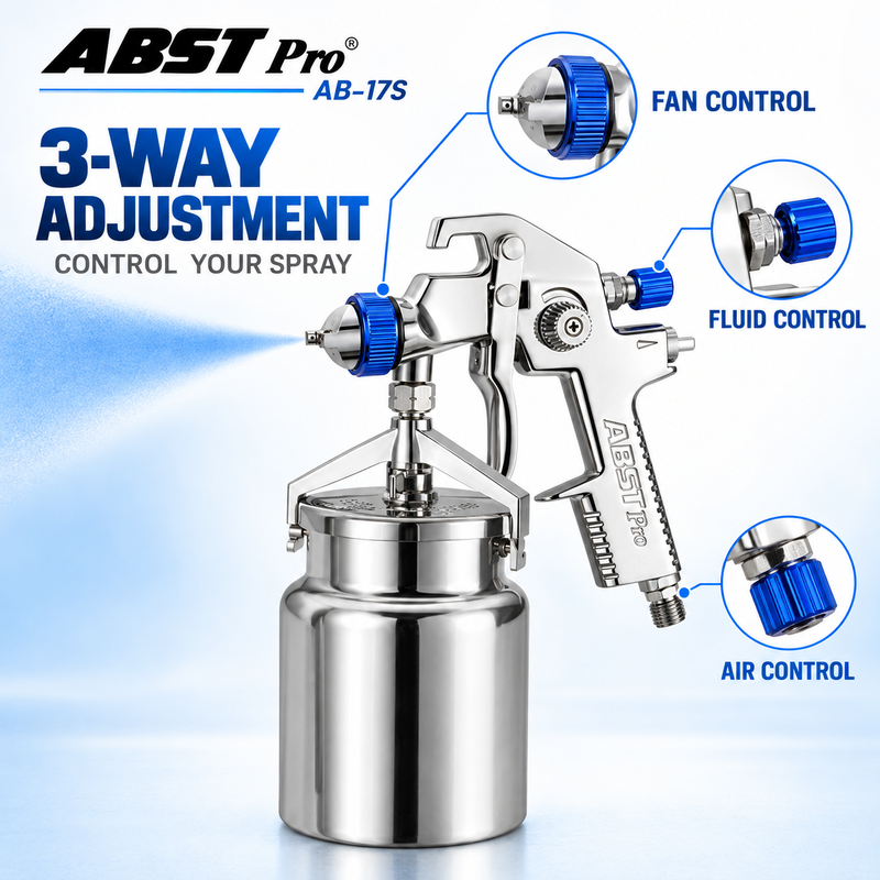 ABST Pro AB-17S Siphon Feed Air Spray Gun 1000ml for Automotive and Industrial Painting
