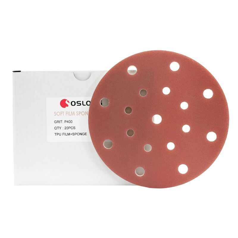 OSLONG SF520 Soft Film Sponge Sanding Disc 150mm 6 Inch 17 Hole for Automotive Refinishing