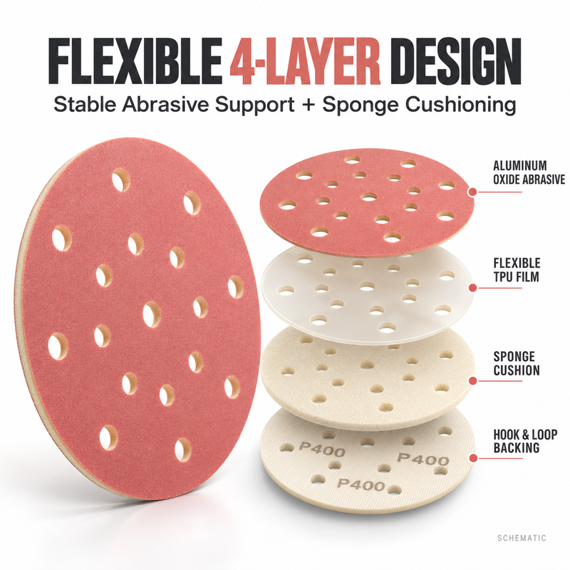 OSLONG SF520 6 Inch 17 Hole Soft Film Sponge Sanding Disc for Automotive Refinishing