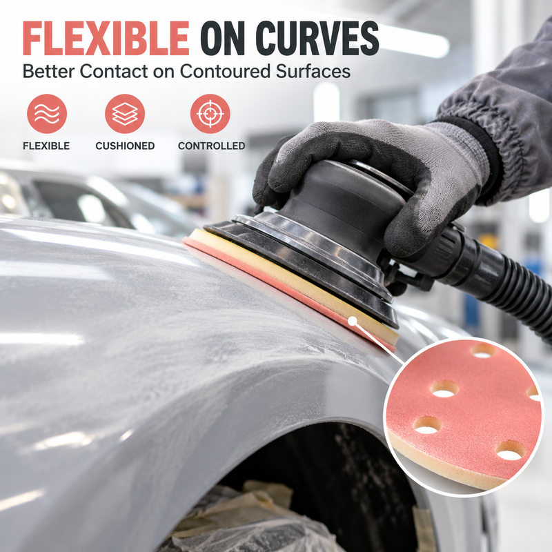 OSLONG SF520 Soft Film Sponge Sanding Disc 150mm 6 Inch 17 Hole for Automotive Refinishing