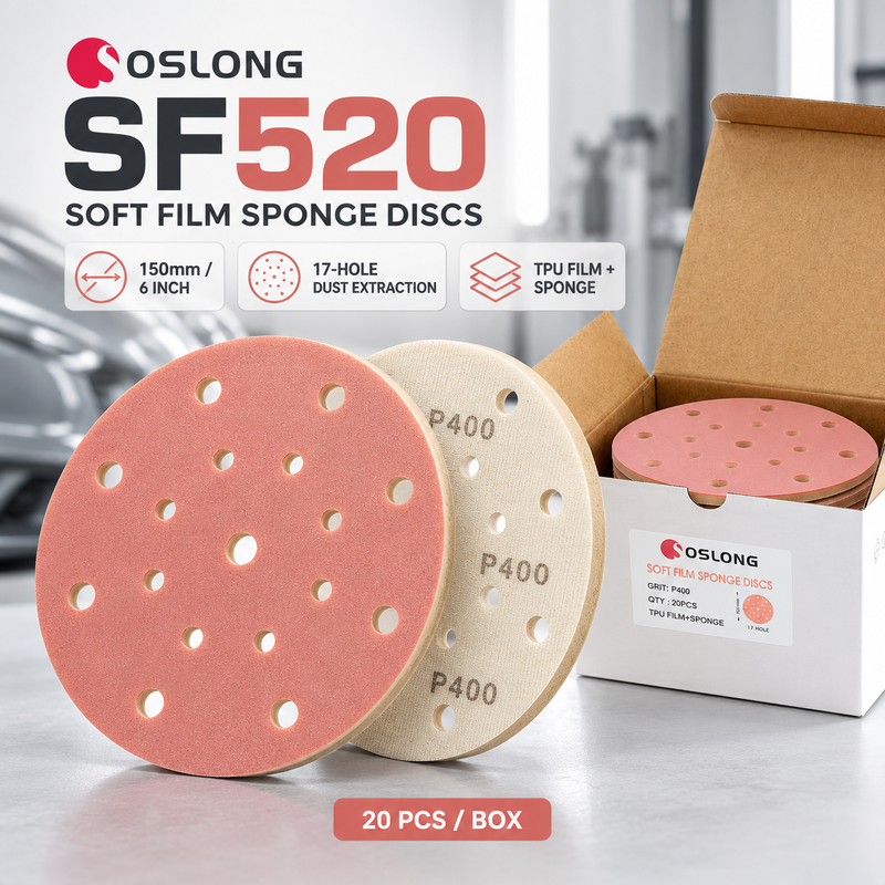 OSLONG SF520 6 Inch 17 Hole Soft Film Sponge Sanding Disc for Automotive Refinishing