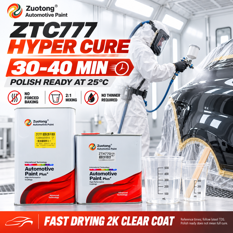 ZUOTONG ZTC777 Automotive Clear Coat Hardener Kit 2K Gloss Car Refinish Varnish 2:1 Ambient Cure for Local Body Repair