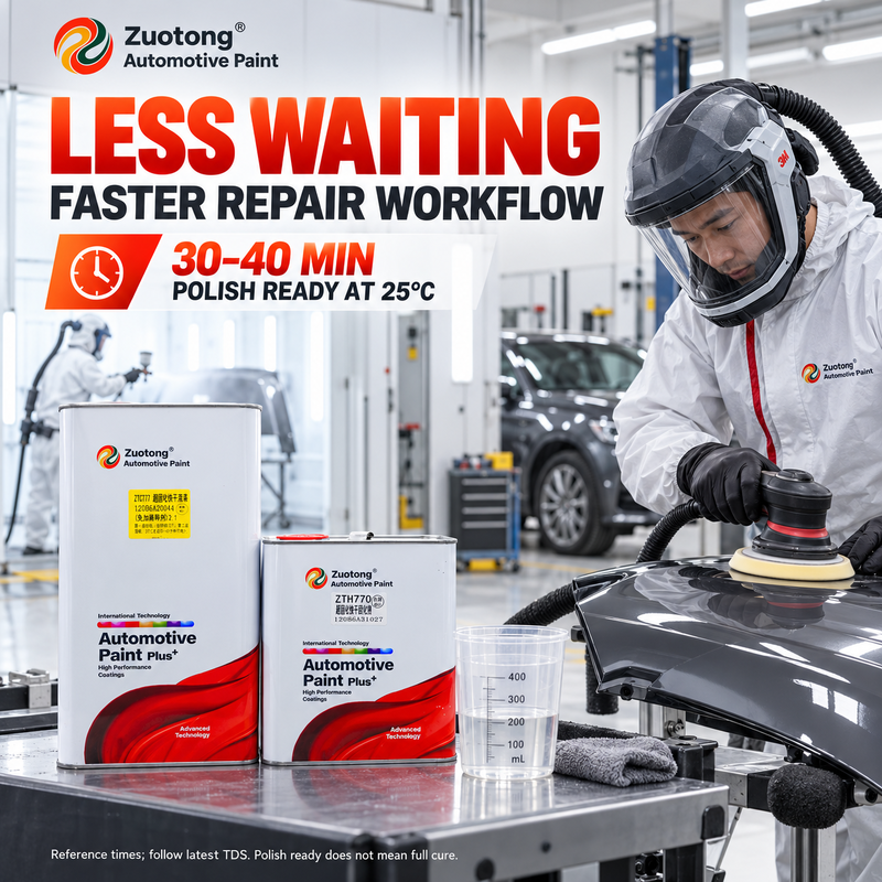 ZUOTONG ZTC777 Fast Drying 2K Clear Coat 2:1 No Thinner Automotive Refinish Clearcoat for Bumper and Panel Spot Repair