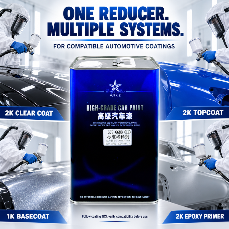 City Star GCS-668B Automotive Paint Reducer Standard Thinner for Compatible 2K Clear Coat Topcoat and Metallic Basecoat Transportation Couting