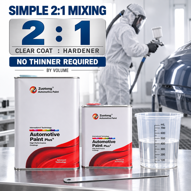 ZUOTONG ZTC878 Automotive Clear Coat 1L 5L 2K Acrylic Polyurethane Car Refinish with ZTH878 ZTH868 Hardener Options