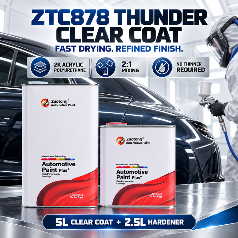 ZUOTONG ZTC878 Automotive Clear Coat 1L 5L 2K Acrylic Polyurethane Car Refinish with ZTH878 ZTH868 Hardener Options