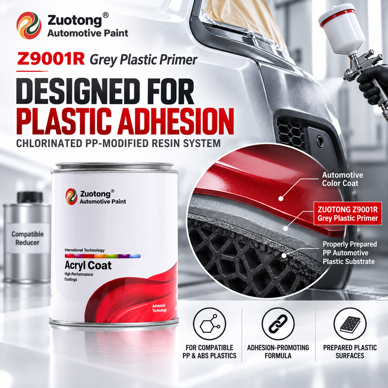 ZUOTONG Z9001R Grey Automotive Plastic Primer 1K CPP Modified Acrylic for PP ABS Trim Refinishing No Hardener Required
