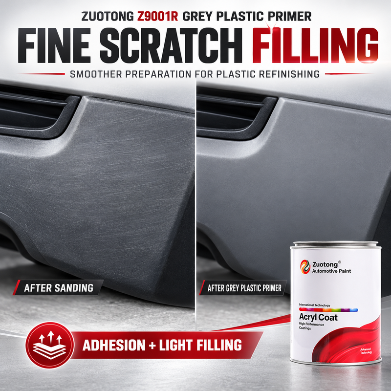ZUOTONG Z9001R Grey Automotive Plastic Primer 1K CPP Modified Acrylic for PP ABS Trim Refinishing No Hardener Required