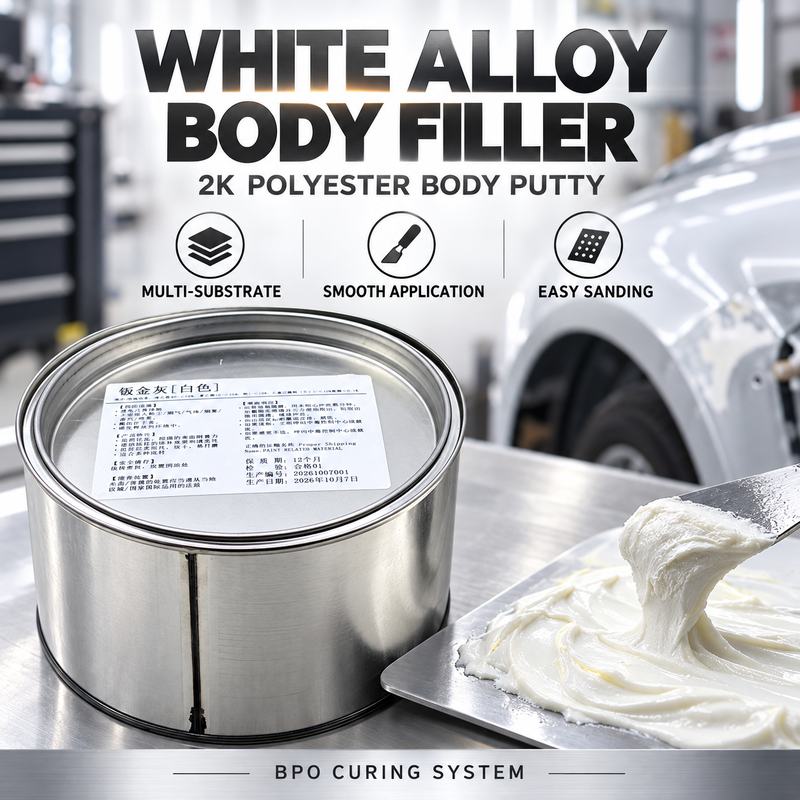 White Alloy Body Filler 2K Automotive Polyester Putty for Car Body Repair Metal Panel Filling and Surface Leveling