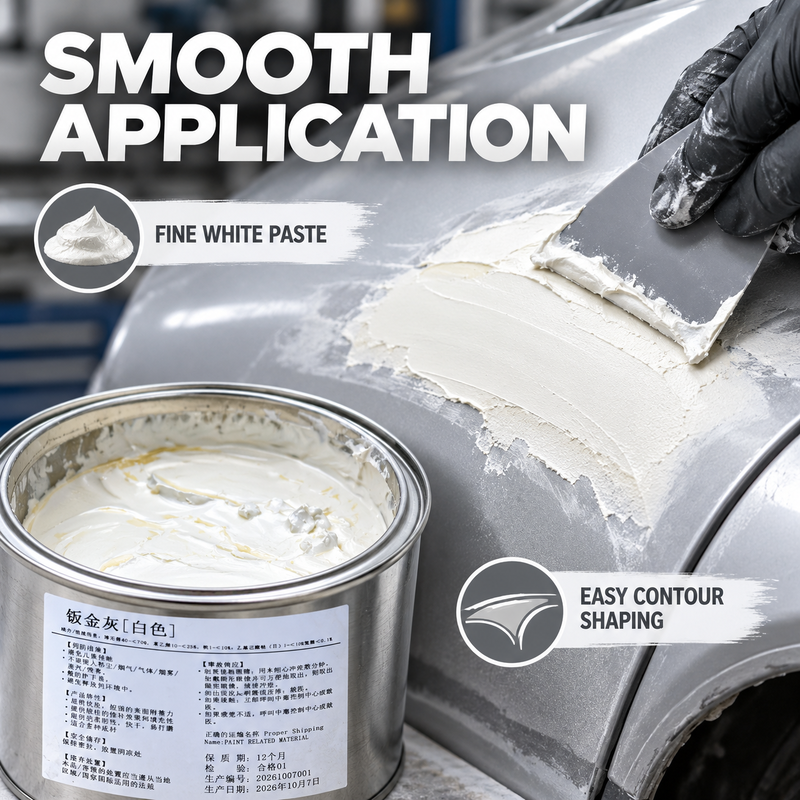 White Alloy Body Filler 2K Automotive Polyester Putty for Car Body Repair Metal Panel Filling and Surface Leveling
