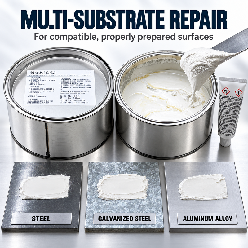 White Alloy Body Filler 2K Automotive Polyester Putty for Car Body Repair Metal Panel Filling and Auto Refinishing