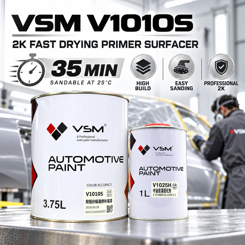 VSM V1010 2K Automotive Primer Surfacer Fast Drying White Grey Black Primer for Car Refinish and Body Repair