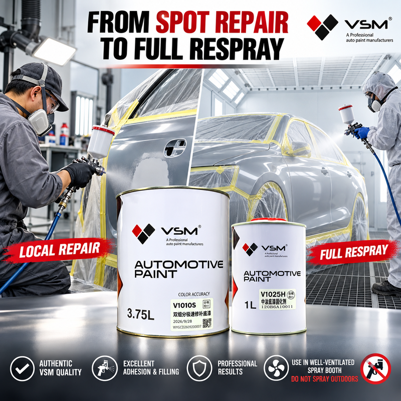 VSM V1010 2K Automotive Primer Surfacer Fast Drying White Grey Black Primer for Car Refinish and Body Repair