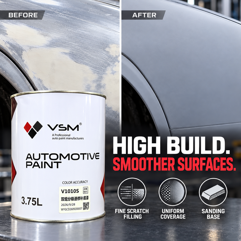 VSM V1010 2K Automotive Primer Surfacer Fast Drying Auto Paint Primer White Grey Black For Car Body Repair