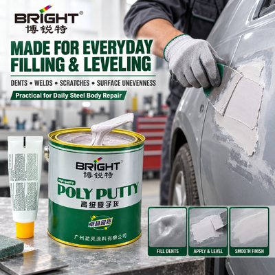 สีโป๊วตัวถังรถยนต์ Bright Fast Strong ขนาด 4 กก. สีขาว สำหรับอู่ซ่อมรถยนต์